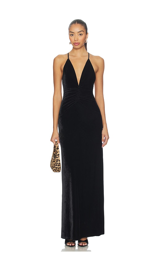 Tularosa Marilyn Velvet Gown In Black