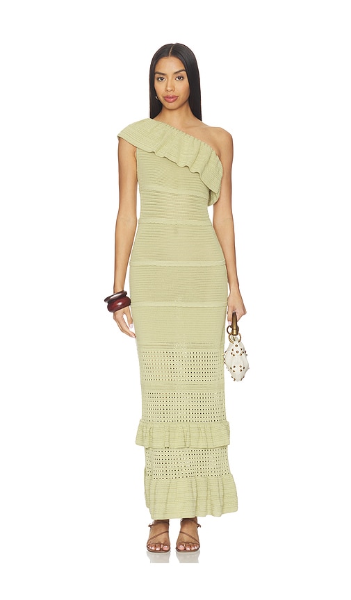 sage green ruffle maxi dress Sage Green V-Neck Ruffle Maxi Dress with Balloon Sleeves – Modsele