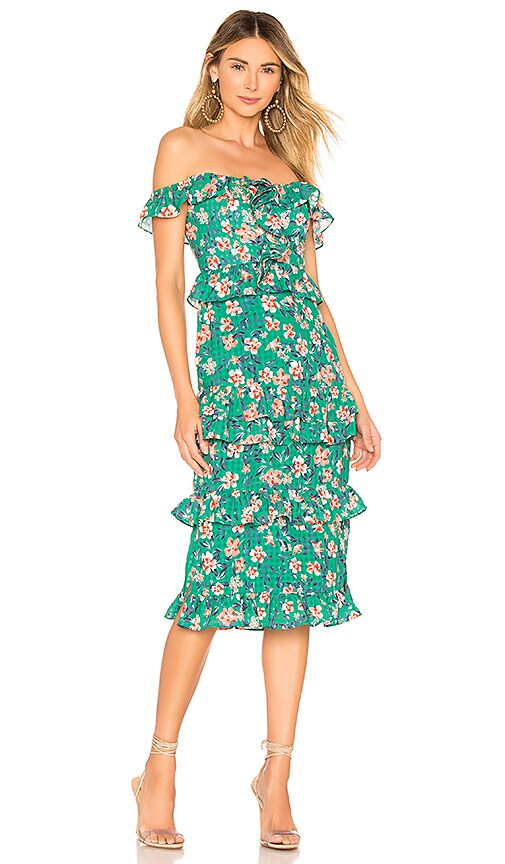 Tularosa Lily Dress in Kelly Green Floral REVOLVE