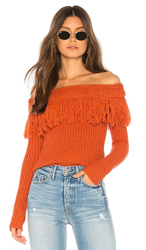 Tularosa Fringe Sweater in Rust | REVOLVE