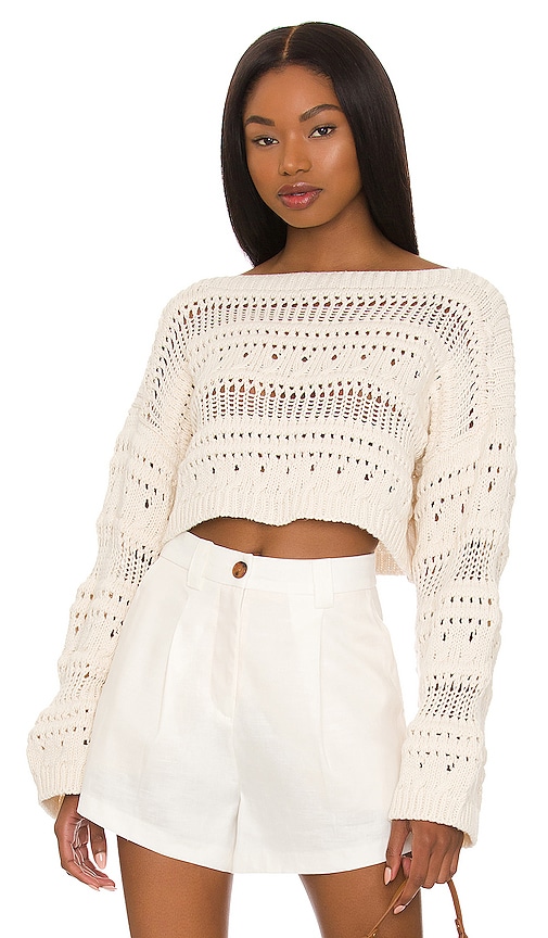 Tularosa Francis Open Stitch Cropped Pulllover In Ivory