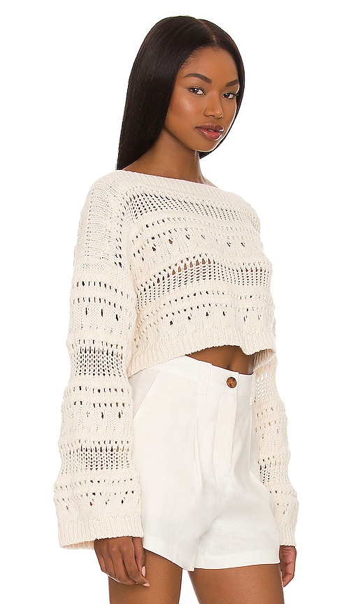 Shop Tularosa Francis Open Stitch Cropped Pulllover In Ivory