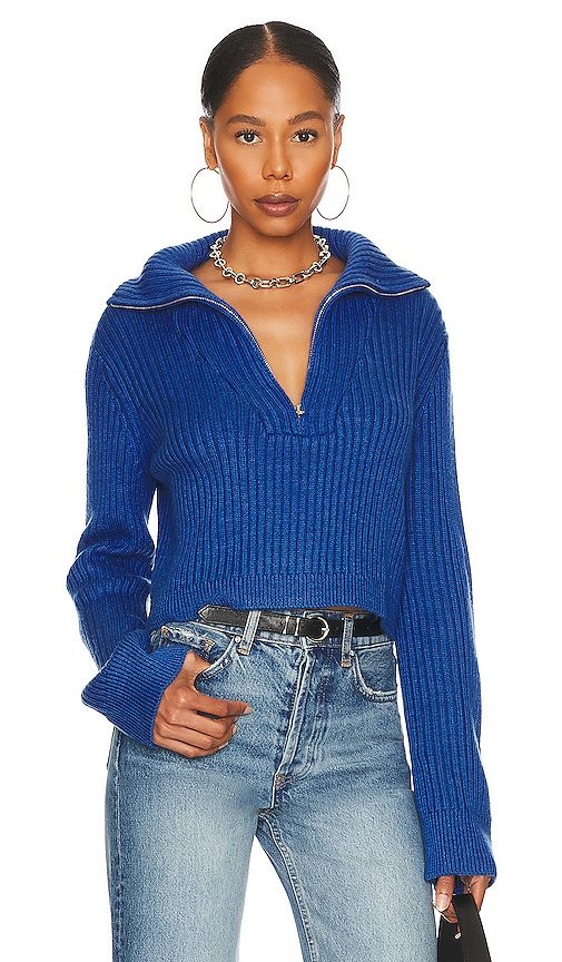 Tularosa Lovelle Zip Up Sweater in Blue