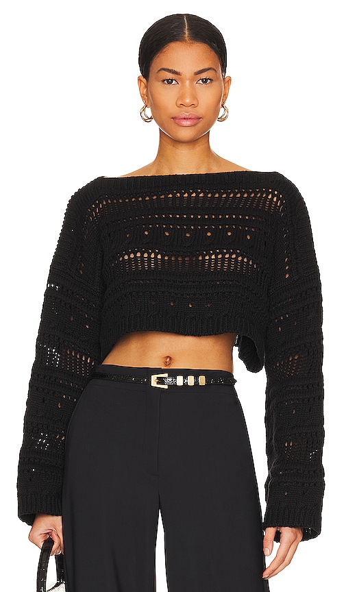 Tularosa Francis Open Stitch Cropped Pulllover In Black