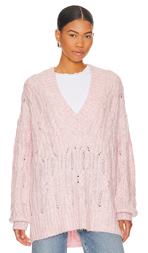Tularosa Friso Oversized Cable V Neck In Light Pink