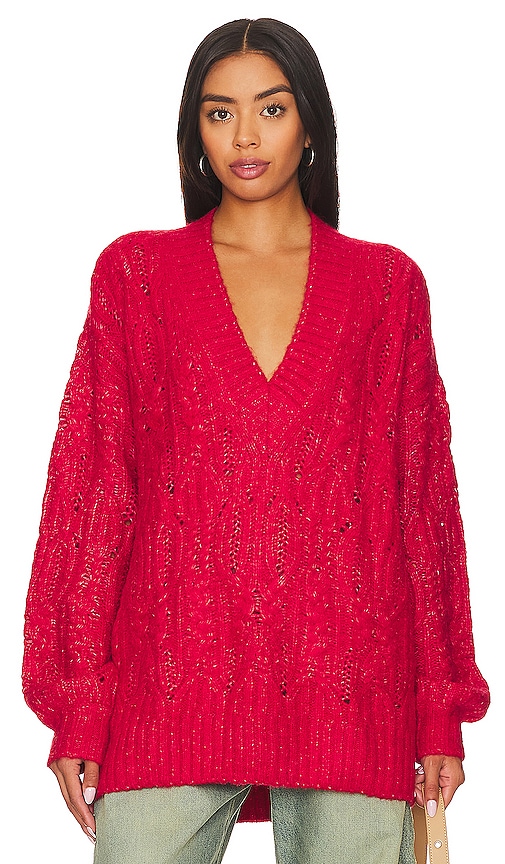 Tularosa Friso Oversized Cable V Neck In Red