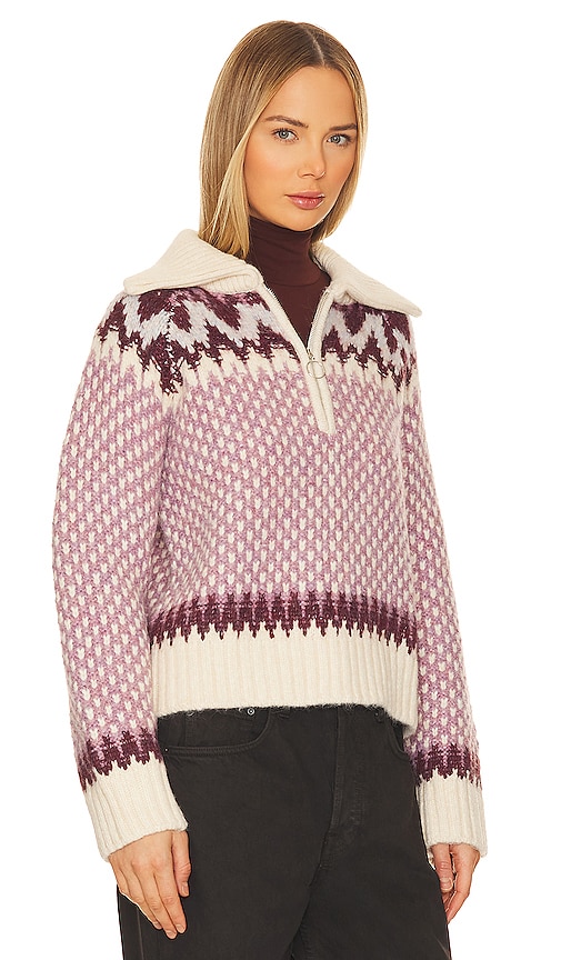 Shop Tularosa Elandra Fairisle Sweater In Pink & Burgundy