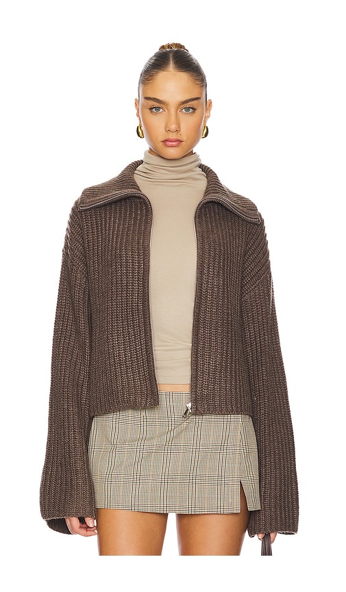 Shop Tularosa Patrizia Zip Sweater In Brown