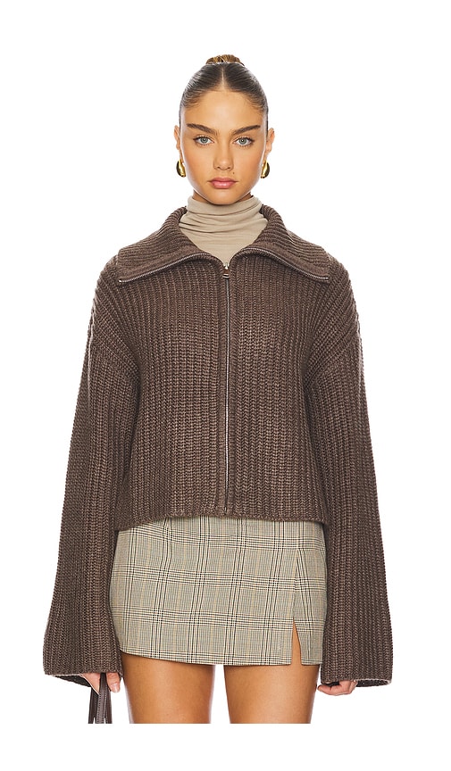 Shop Tularosa Patrizia Zip Sweater In Brown