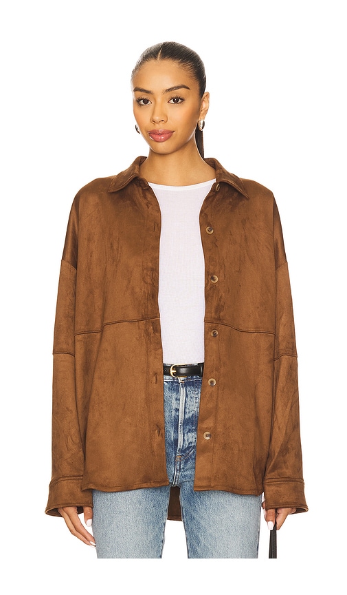 Tularosa Elyse Faux Suede Shacket In Brown