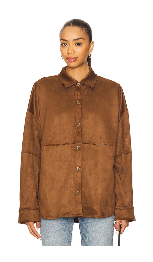 Tularosa Elyse Faux Suede Shacket In Brown