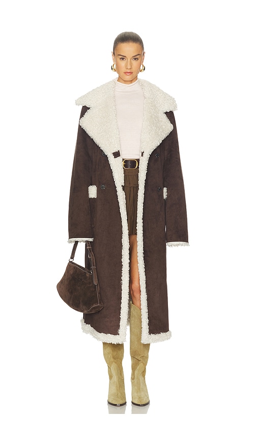 Tularosa Lydia Reversible Coat in Dark Brown & Cream | REVOLVE