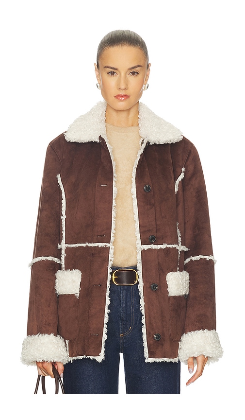 Tularosa Laura Reversible Jacket in Chocolate Brown & Cream | REVOLVE