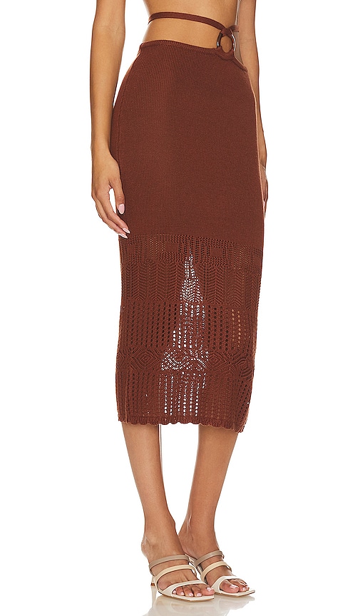 Shop Tularosa Sachi O Ring Midi Skirt In Brown