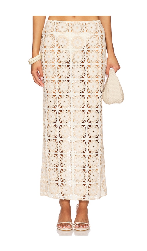 Tularosa Tahlia Maxi Skirt in White & Beige