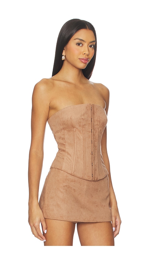 Tularosa Jolie Faux Suede Top In Brown