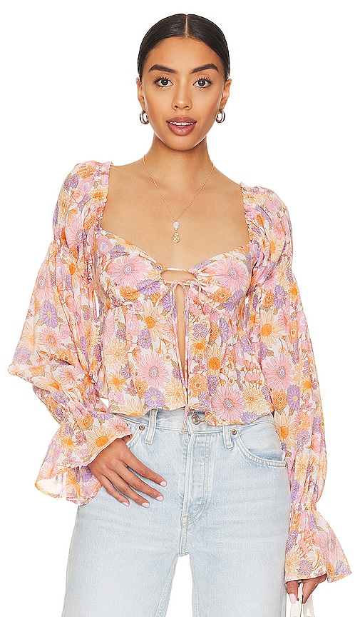 Tularosa Clemencey Top In Lilac Retro Floral
