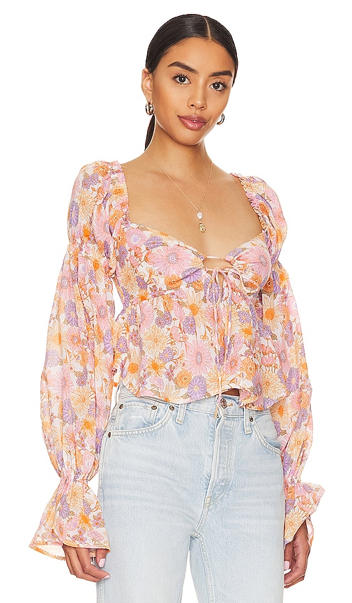 Shop Tularosa Clemencey Top In Lilac Retro Floral