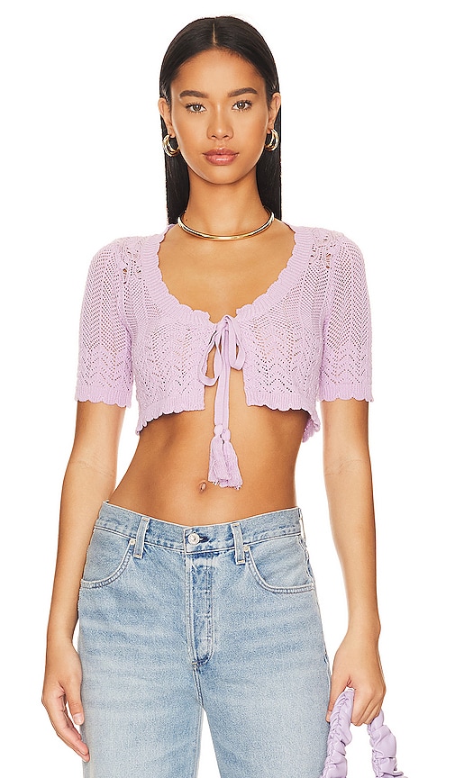 Tularosa Sancia Pointelle Cropped Top In Lilac