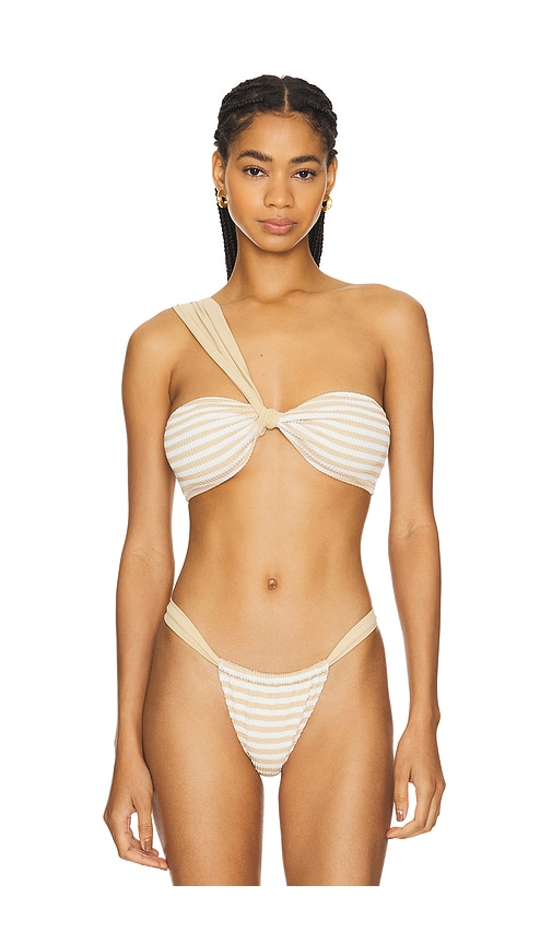 Tularosa Maiori Top In Beige & White Stripe