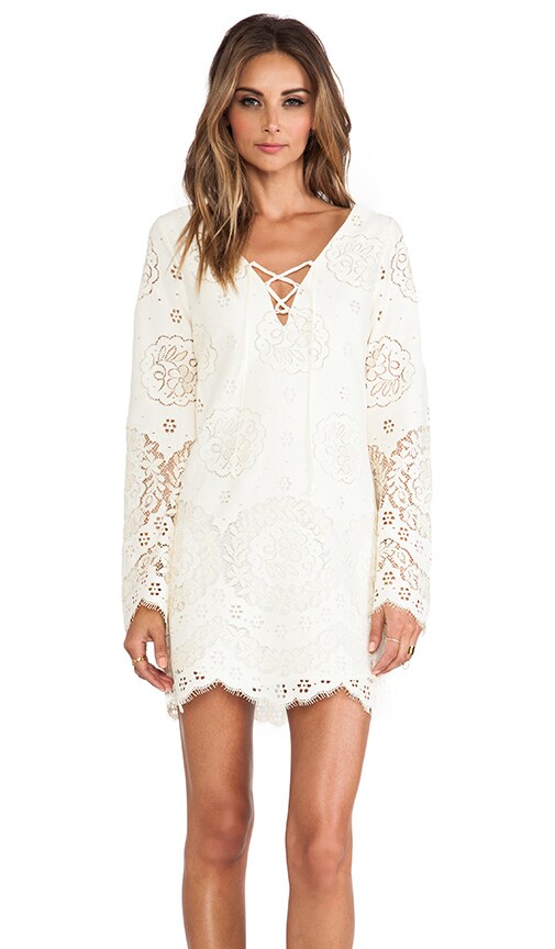 Lace Up Bell Sleeve Dress