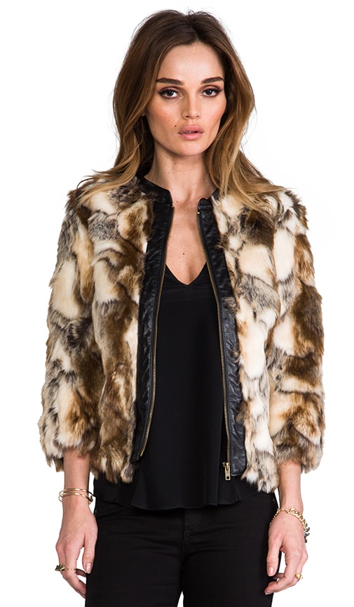 Talitha Leather Placket Faux Fur Chubby