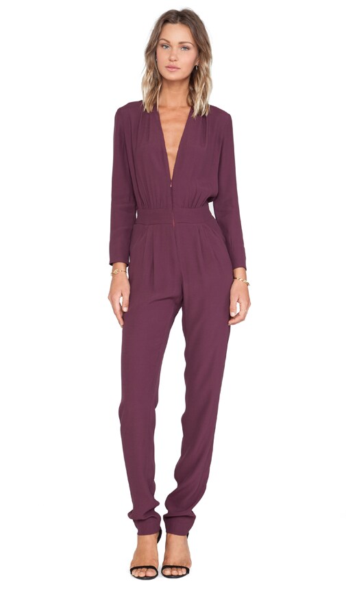 Twelfth Street By Cynthia Vincent Zip Front Jumpsuit in Burgundy