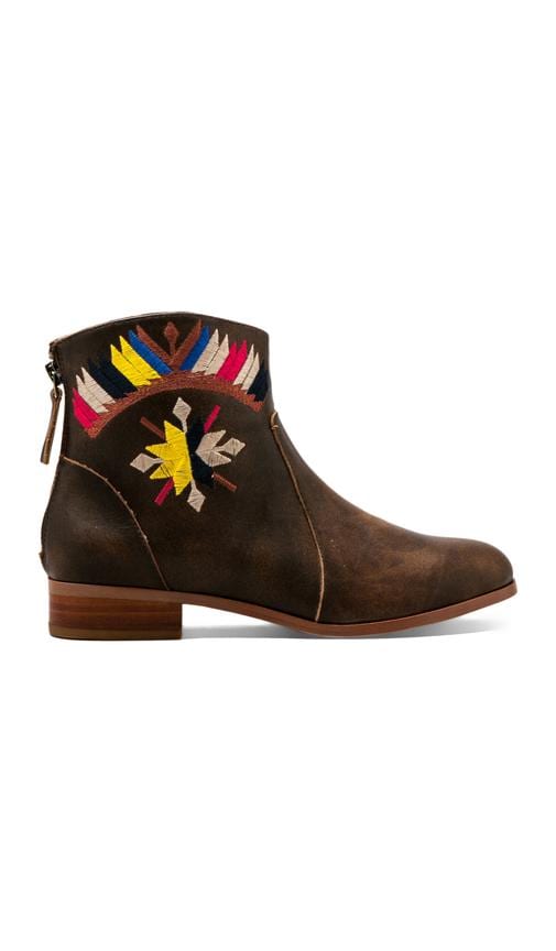 Goldie Embroidered Flat Ankle Boot