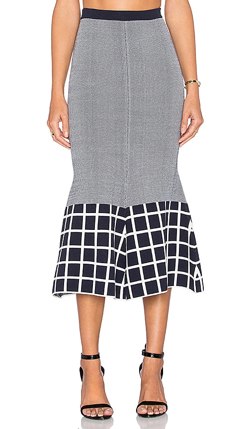 The Vantage Knit Skirt White & Indigo