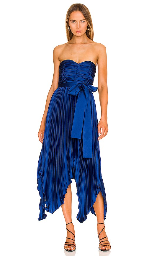 AMUR Khloe Sweetheart Dress in Muted Navy | REVOLVE