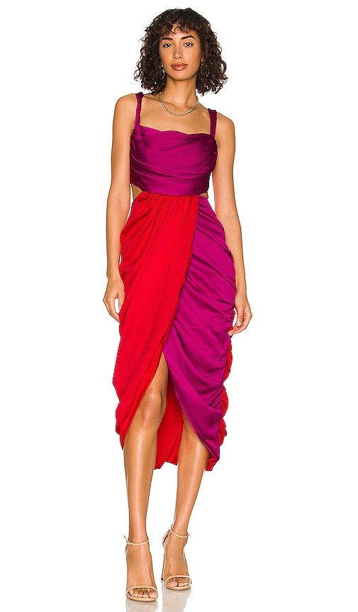 AMUR Persey Twist Strap Dress in Raspberry Sorbet