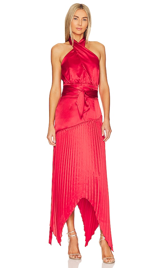 AMUR Dixon Halter Dress in Rose Red