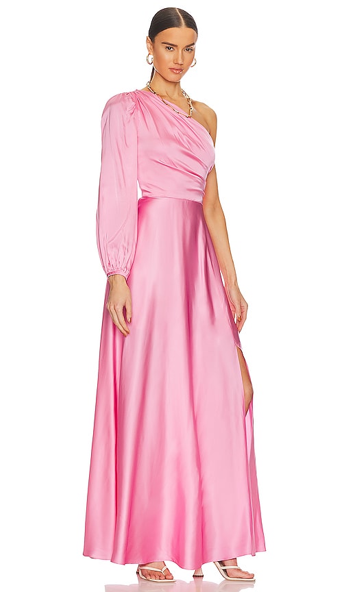 Shop Amur Elsabet One Shoulder Gown In Calla Lily