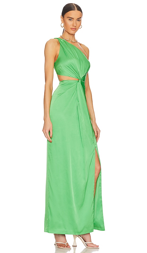 Shop Amur Deena One Shoulder Gown In Green Daylily