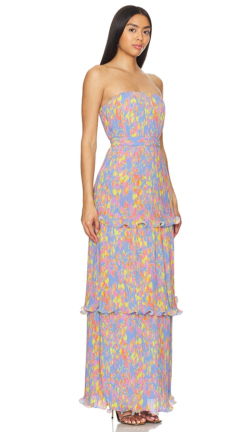 Shop Amur Laine Tiered Gown In Painted Scaevola