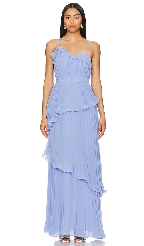 Shop Amur Cassy Pleated Gown In Grape Hyacinth