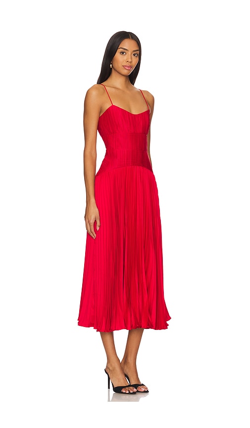 Amur Cherry Drop Waist Midi Dress In Red