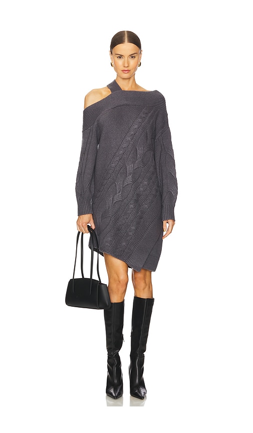 Shop Amur Salem Oversized Knit Dress In Charcoal Cloud