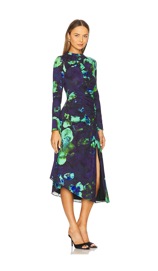 Amur Milani Printed Midi Dress In Blue