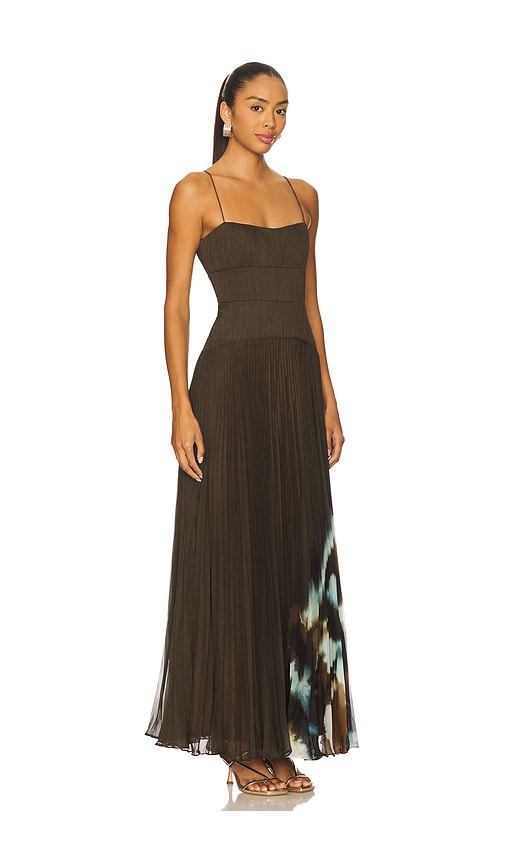 Amur Sue Pleated Gown In Brown