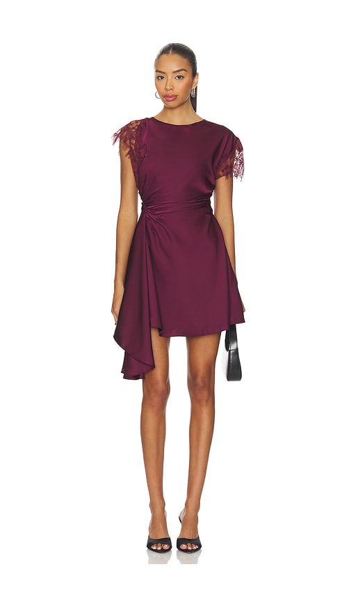 Amur Zina Ruched Mini Dress In Burgundy