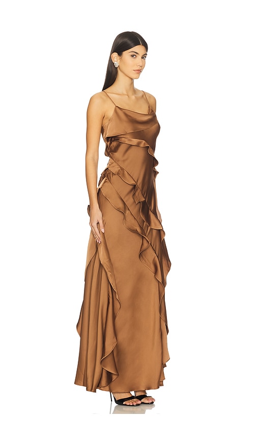 Amur Ellen Ruffle Gown Nutmeg In Brown