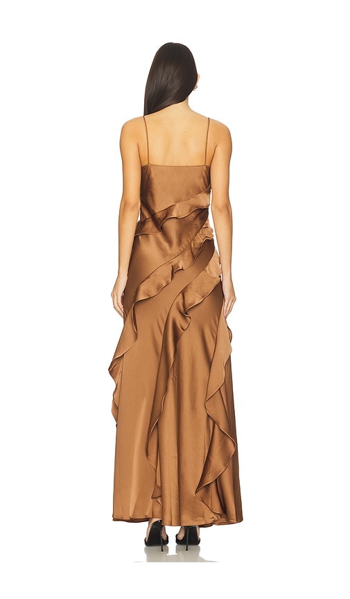  Amur Abendkleid Mit Rüschen Ellen In Brown. Größe 0. Also In 2, 4, 6. 