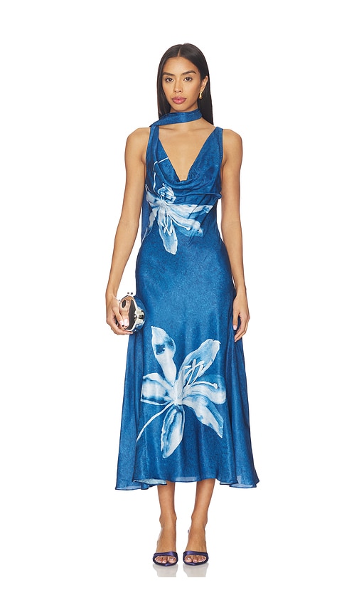 knee length dresses for ladies Tell Your Story Royal Blue Floral Midi Dress – Shop the Mint
