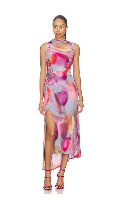 frida wavy asymmetric dress Julia Pink Asymmetrical Floral Tulle Mini Dress main image 1