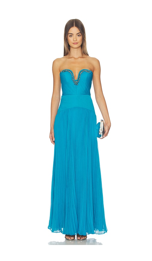 Fiora Pleated Dress in Blue. - size 2 (also in 10, 12)