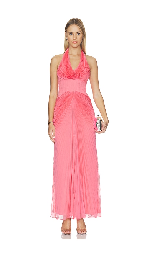 AMUR Enly Pleated Ruched Gown