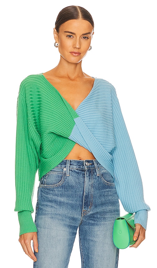 AMUR Cruz Twist Sweater in Green Grass