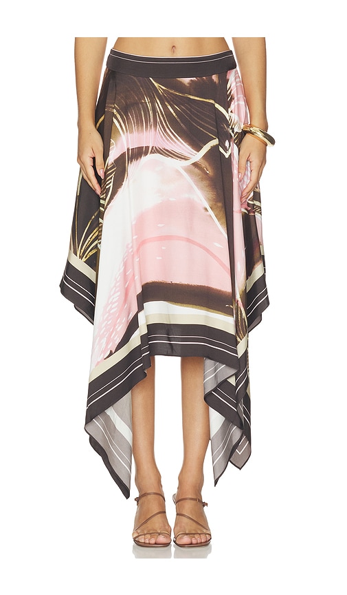 AMUR Letty Scarf Skirt in Brown. - size 0 (also in 00, 2, 4, 6, 8)
