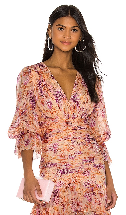 AMUR Gitana Top in Cantaloupe Rosa Floral